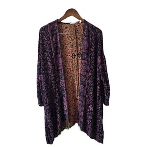 Bohemian Embroidered Kimono Paisley Open Cardigan S/M